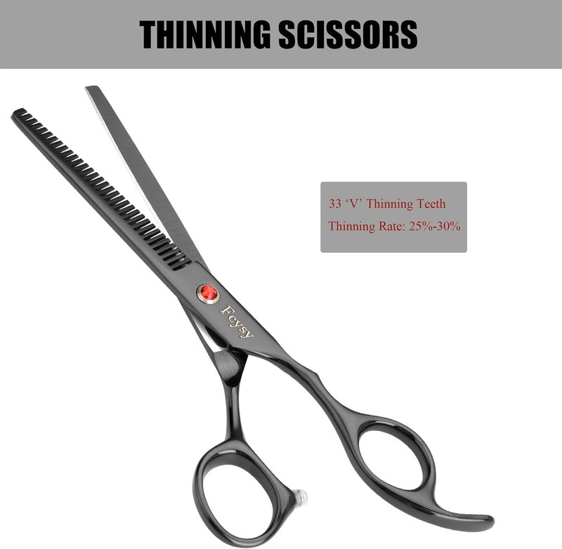 Fcysy Dog Grooming Scissors Kit, Professional Pet Hair Cutting Shears Set with Curved & Straight Blades Scissors Thinning Shears– Stainless Steel Grooming Tools for Dogs & Cats at Home - Image 5